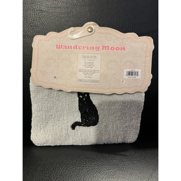 NEW RELEASE - Rare- Handmade in India Black Cat Beaded Travel Pouch Viral TikTok - Picture 2 of 2